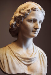Greek woman statue, marble bust