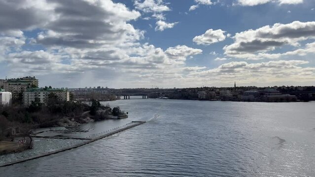 Great view over a central part of the Swedish capital. Near Södermalm at Västerbron. 