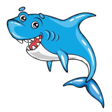 Cartoon cute shark. Isolated vector illustration.