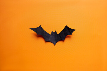 A collage layout for the Halloween holiday. Applications, carving figure in the shape of black bat....