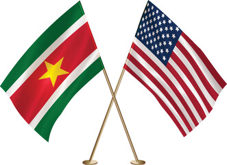 Suriname,US flag together.American,Suriname waving flag together