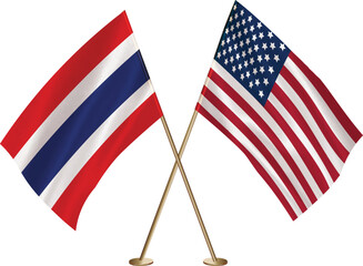  Thailand,US flag together.American,Thai waving flag together