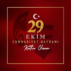 29 Ekim Cumhuriyet Bayrami Kutlu Olsun. Translation: October 29, Day of the Republic of Turkey, happy holiday.