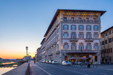 View along the Arno River beside the St. Regis, Florence.