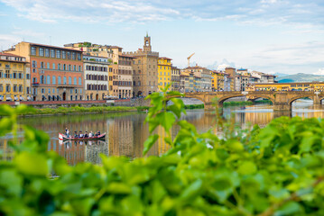 Fototapeta na wymiar View along the River Arno, Florence, Italy.