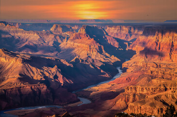 The Grand Canyon, Grand Canyon National Park, Arizona.  Photo taken from the South rim.  Colorado...