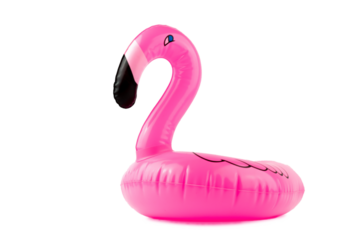 Flamingo isolated. Pink inflatable flamingo for summer beach isolated on white background. Pool float party.