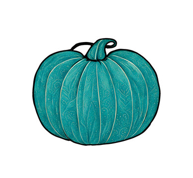 Teal Pumpkin With Curly Stem