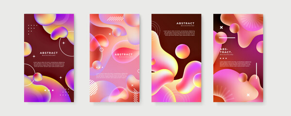 Vector set of abstract creative backgrounds in minimal trendy style with copy space for text - design templates for social media stories. Abstract background for social media marketing, ads, poster