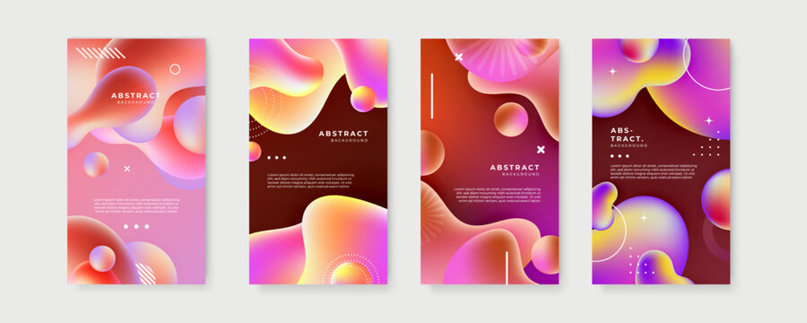 Vector set of abstract creative backgrounds in minimal trendy style with copy space for text - design templates for social media stories. Abstract background for social media marketing, ads, poster