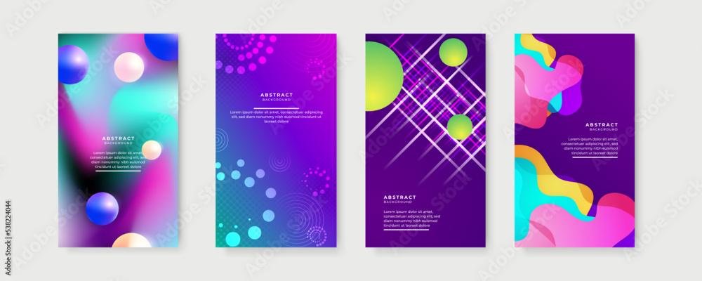 Poster vector set of colourful social media stories design templates, backgrounds with copy space for text.