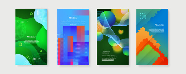 Vector set of abstract creative backgrounds in minimal trendy style with copy space for text - design templates for social media stories. Abstract background for social media marketing, ads, poster