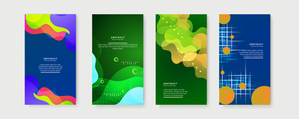 Naklejka premium Vector set of abstract creative backgrounds in minimal trendy style with copy space for text - design templates for social media stories. Abstract background for social media marketing, ads, poster