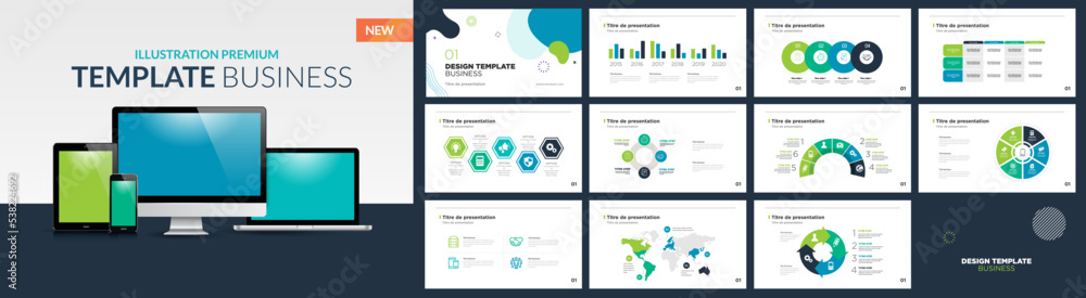 Fototapete presentation design template with abstract geometric connection graphics