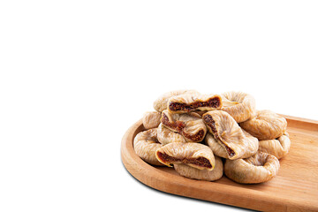 Delicious dried figs isolated on a white background. Dry fig  png. Space for text
