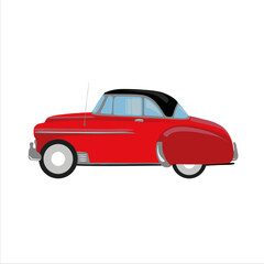 Red car retro isolated on white