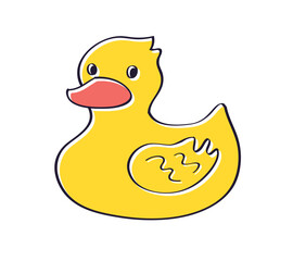 Yellow rubber duck isolated cartoon vector illustration