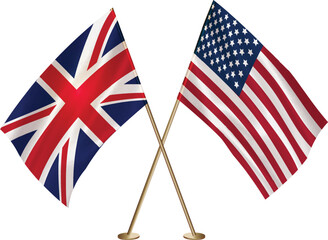 United Kingdom,US flag together.American,UK waving flag together