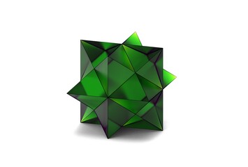 3D illustration of STELLATED RHOMBIC DODECAHEDRON isolated - obrazy, fototapety, plakaty
