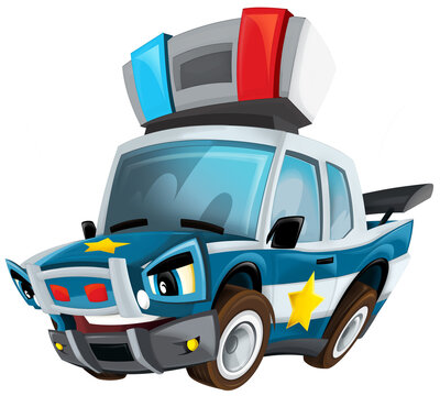 recommend clip art: Cartoon smiling police on white background car isolated illustration
