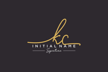 Initial KC signature logo template vector. Hand drawn Calligraphy lettering Vector illustration.