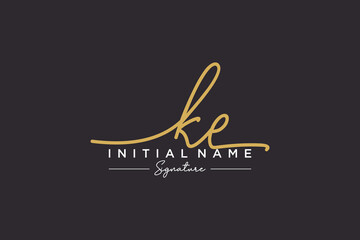 Initial KE signature logo template vector. Hand drawn Calligraphy lettering Vector illustration.