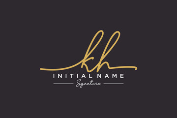 Initial KH signature logo template vector. Hand drawn Calligraphy lettering Vector illustration.