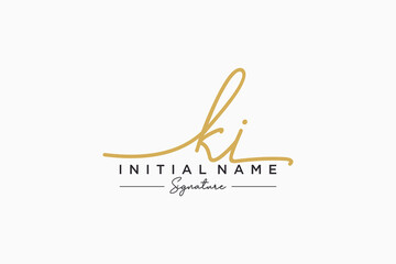 Initial KI signature logo template vector. Hand drawn Calligraphy lettering Vector illustration.