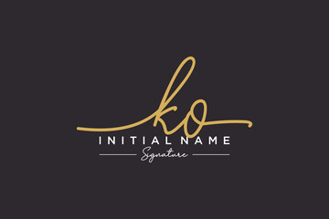 Initial KO signature logo template vector. Hand drawn Calligraphy lettering Vector illustration. - obrazy, fototapety, plakaty