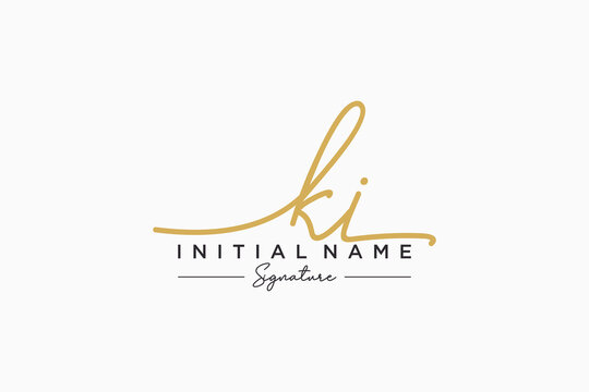 Initial KI signature logo template vector. Hand drawn Calligraphy lettering Vector illustration.
