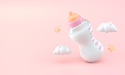 Pink Baby Bottle. 3D Illustration