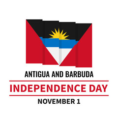 Antigua and Barbuda Independence Day typography poster. National holiday celebrated on November 1. Vector template for banner, greeting card, flyer, etc