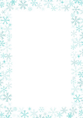 Fototapeta premium シンプルで綺麗な手描きの雪の結晶のフレームイラスト