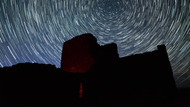 Wupatki National Monument Startrails and Polaris North Star Ancient Ruins of Native American Arizona USA Astrophotography Time Lapse