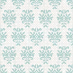 Tafelkleed Vector seamless turquoise pattern. Luxury baroque texture. Regularly repeating retro ornament. Pattern can be used as a background, wallpaper, wrapper, page fill, element of ornate decoration © belleza