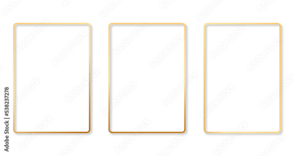 Aufkleber set of three blank square frames. abstract gold frame isolated on white background. vector