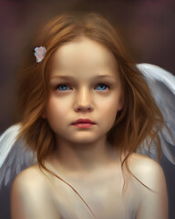 Illustration Close Up Portrait Little Girl
