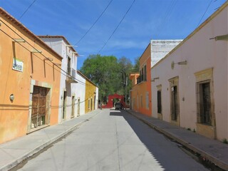 street in the old town of traditional mexican town of Asientos in Aguascalientes