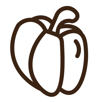 Green Pepper Sweet Vegetable Outline Icon