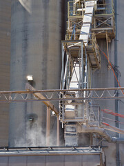 Corn loading into railroad cars in Circleville Ohio USA early fall