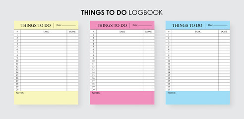 Things To Do Logbook, Minimal To Do List Printable, Productivity Planner