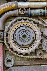 old rusty gear wheels, heavy industry