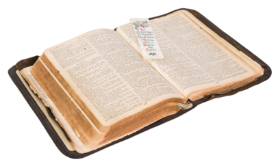 Isolated antique open Bible