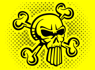skull and two crossbones logo with halftone effect