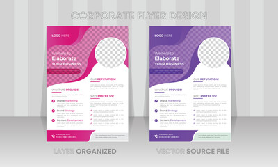 Modern marketing flyer design, Elegant gradient colorful brochure template, Creative Vector source file leaflet and easy to customizable, Professional design with unique and clean concept