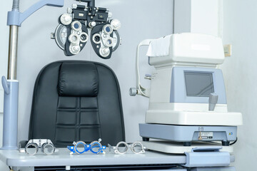 interior of a modern ophthalmological office in an optics store or clinic. professional diagnostics and treatment of vision.