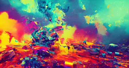 Fototapeta na wymiar Illustration Colourful Grunge Cityscape Background