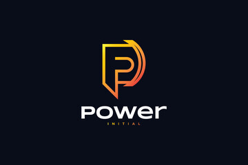 Obraz premium Abstract Letter P Logo Design with Line Style in Orange Gradient. Suitable for Business or Technology Logo