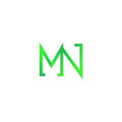 Simple Initial Letter M and N Logo Design with Line Style in Green Gradient. Suitable for Business or Technology Logo