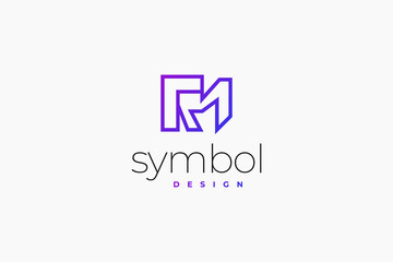 Obraz premium Abstract Initial Letter R and M Logo Design. RM Logo with Line Style in Purple Gradient Concept. Suitable for Business or Technology Logo